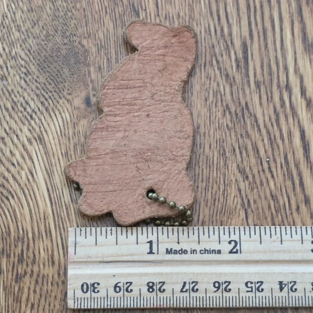 Vintage Orrville Leather Dog Keychain Made in USA Brown Embossed Fob